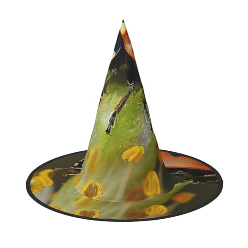 PPHGUT Halloween-Hexenhut mit Marienkäfer-Druck, breite Krempe, faltbare Kappe, Partys, Arnivals und Rollenspielveranstaltungen von PPHGUT