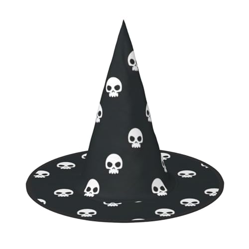 PPHGUT Halloween-Hexenhut mit Totenkopf-Druck, breite Krempe, faltbare Kappe, Partys, Arnivals und Rollenspielveranstaltungen von PPHGUT