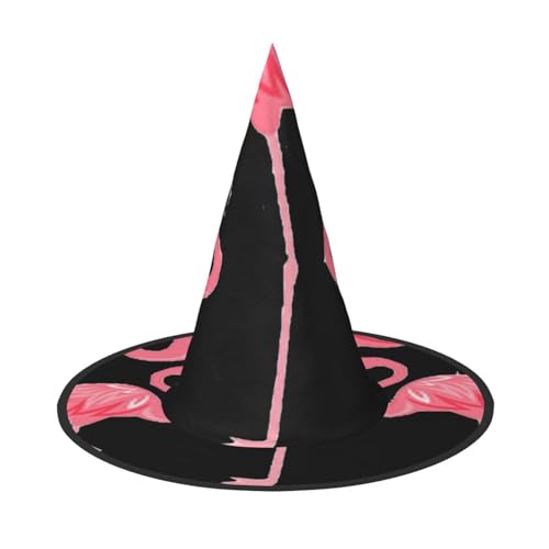 PPHGUT Halloween-Hexenhut mit vier Flamingos, breite Krempe, faltbare Kappe, Partys, Arnivals und Rollenspielveranstaltungen von PPHGUT