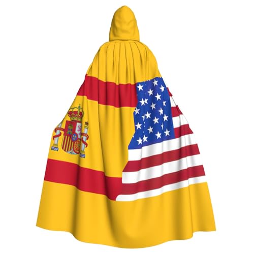 PPHGUT Halloween-Umhang mit amerikanischer Spanien-Flagge, Unisex, volle Länge, mit Kapuze, für Cosplay, Mittelalter und Festivals von PPHGUT