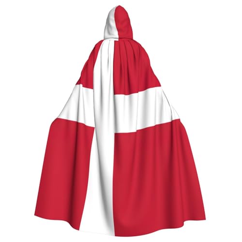 PPHGUT Halloween-Umhang mit dänischer Flagge, Unisex, volle Länge, mit Kapuze, für Cosplay, Mittelalter und Festivals von PPHGUT