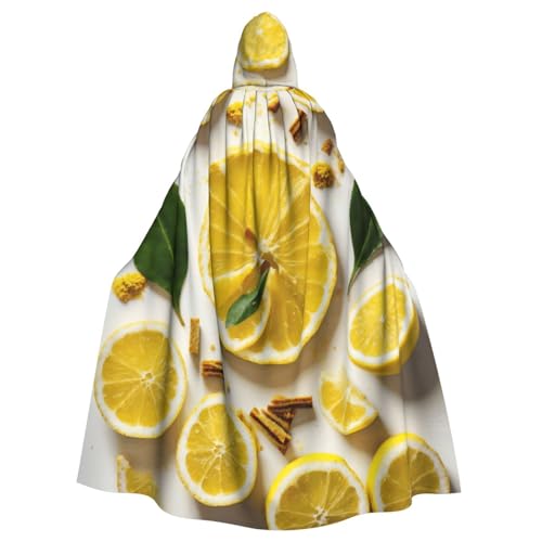 PPHGUT Halloween-Umhang mit gelbem Zitronendruck, Unisex, volle Länge, mit Kapuze, für Cosplay, Mittelalter und Festivals, passend PPHGUT Halloween-Umhang mit gelbem Zitronendruck, Unisex, volle Länge, mit Kapuze, für Cosplay, Mittelalter und Festivals, passend von PPHGUT