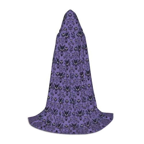 PPHGUT Haunted Mansion Print Hooded Cloak Dress Up Halloween Carnival Cosplay Teens Kids Adults Wizard Themes von PPHGUT