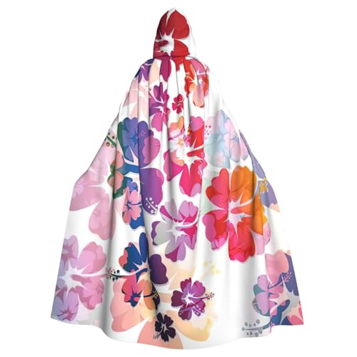 PPHGUT Hawaiianischer Blumendruck, Unisex, volle Länge, mit Kapuze, Halloween-Umhang für Cosplay, Mittelalter und Festivals, passend für Halloween PPHGUT Hawaiianischer Blumendruck, Unisex, volle Länge, mit Kapuze, Halloween-Umhang für Cosplay, Mittelalter und Festivals, passend für Halloween von PPHGUT