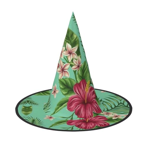 PPHGUT Hawaiianischer Hexenhut mit tropischen Blättern und Blumen, breite Krempe, faltbare Kappe, Partys, Arnivals und Rollenspielveranstaltungen von PPHGUT