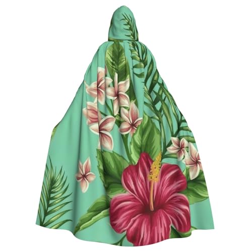 PPHGUT Hawaiianischer tropischer Blätter-/Blumendruck, Unisex, volle Länge, mit Kapuze, Halloween-Umhang für Cosplay, Mittelalter und Festivals, passend für Halloween PPHGUT Hawaiianischer tropischer Blätter-/Blumendruck, Unisex, volle Länge, mit Kapuze, Halloween-Umhang für Cosplay, Mittelalter und Festivals, passend für Halloween von PPHGUT
