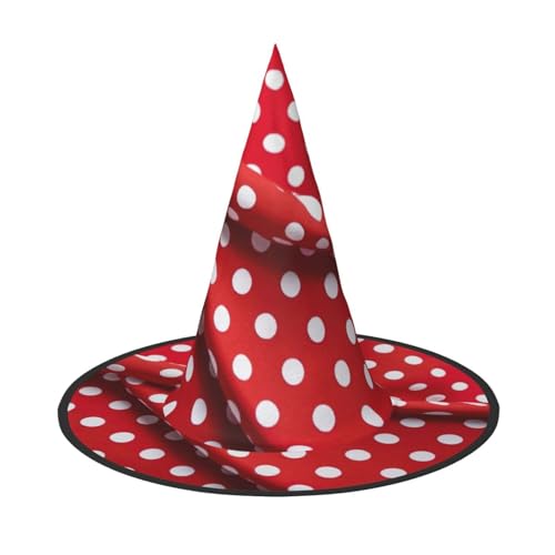 PPHGUT Hexenhut für Halloween, breite Krempe, faltbar, für Partys, Arnivals und Rollenspielveranstaltungen, Rot / Weiß von PPHGUT