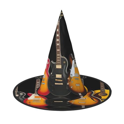 PPHGUT Hexenhut mit E-Gitarren-Druck, breite Krempe, faltbare Kappe, Partys, Arnivals und Rollenspielveranstaltungen PPHGUT Hexenhut mit E-Gitarren-Druck, breite Krempe, faltbare Kappe, Partys, Arnivals und Rollenspielveranstaltungen von PPHGUT