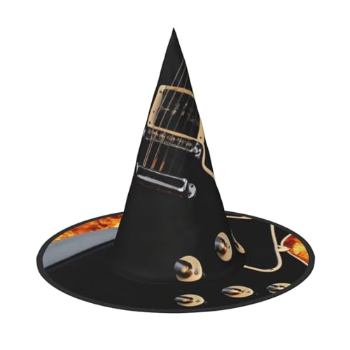 PPHGUT Hexenhut mit E-Gitarren-Druck, breite Krempe, faltbare Kappe, Partys, Arnivals und Rollenspielveranstaltungen PPHGUT Hexenhut mit E-Gitarren-Druck, breite Krempe, faltbare Kappe, Partys, Arnivals und Rollenspielveranstaltungen von PPHGUT