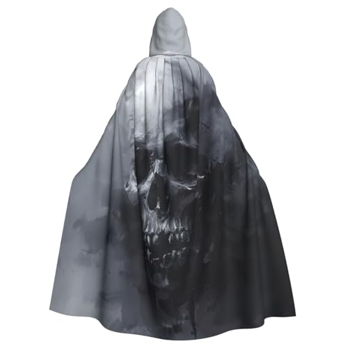 PPHGUT Horror-Geister-Schädel-Druck, Unisex, volle Länge, mit Kapuze, Halloween-Umhang, für Cosplay, Mittelalter und Festivals, passend von PPHGUT