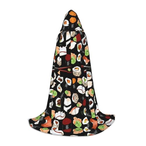 PPHGUT Japanischer Sushi-Umhang mit Kapuze, schwarzer Druck, für Halloween, Karneval, Cosplay, Teenager, Kinder, Erwachsene, Zauberer-Themen von PPHGUT