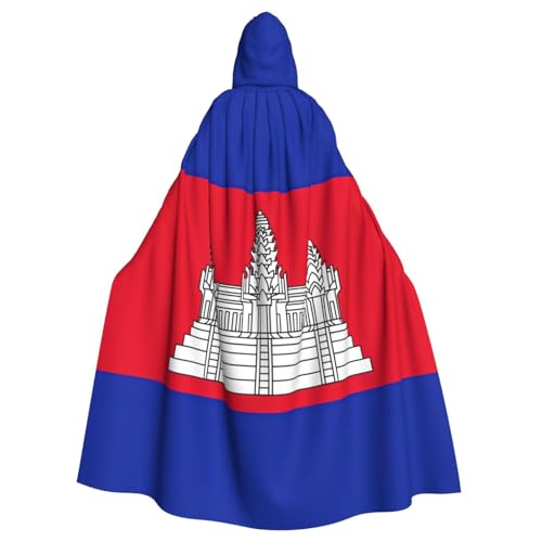 PPHGUT Kambodscha-Flaggen-Druck, Unisex, volle Länge, mit Kapuze, Halloween-Umhang für Cosplay, Mittelalter und Festivals, passend für Halloween PPHGUT Kambodscha-Flaggen-Druck, Unisex, volle Länge, mit Kapuze, Halloween-Umhang für Cosplay, Mittelalter und Festivals, passend für Halloween von PPHGUT