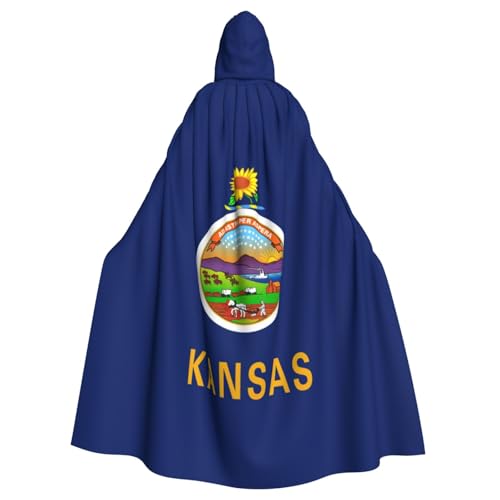 PPHGUT Kansas State Flag Print Unisex Full Length Hooded Halloween Cloak For Cosplay Medieval And Festivals Fits PPHGUT Kansas State Flag Print Unisex Full Length Hooded Halloween Cloak For Cosplay Medieval And Festivals Fits von PPHGUT