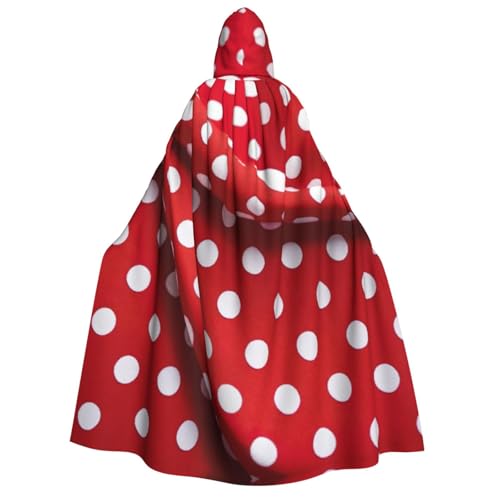 PPHGUT Kapuzenumhang, rot-weiß, gepunktet, Unisex, Halloween-Kostüm, Karneval, Mottopartys, Cosplay von PPHGUT