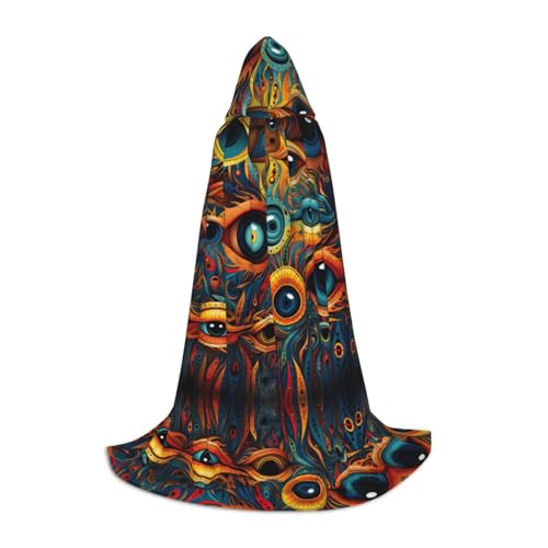 PPHGUT Kapuzenumhang mit Augen 2 Aufdruck, Halloween, Karneval, Cosplay, Teenager, Kinder, Erwachsene, Zauberer-Themen von PPHGUT