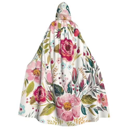 PPHGUT Kapuzenumhang mit Blumenblatt-Druck, Unisex, Halloween-Kostüm, Karneval, Mottopartys, Cosplay von PPHGUT