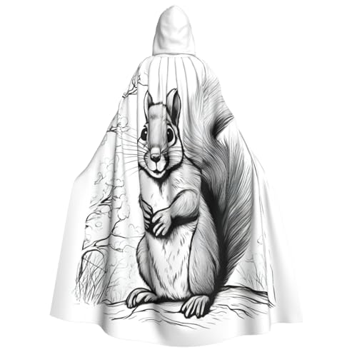 PPHGUT Kapuzenumhang mit Cartoon-Eichhörnchen-Druck, Unisex, Halloween-Kostüm, Karneval, Mottopartys, Cosplay von PPHGUT