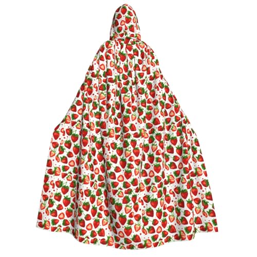 PPHGUT Kapuzenumhang mit Erdbeer-Druck, Unisex, Halloween-Kostüm, Karneval, Mottopartys, Cosplay von PPHGUT