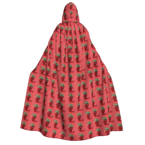 PPHGUT Kapuzenumhang mit Erdbeer-Druck, Unisex, Halloween-Kostüm, Karneval, Mottopartys, Cosplay von PPHGUT