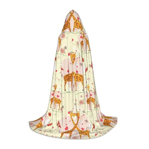 PPHGUT Kapuzenumhang mit Giraffenmotiv, Herz, Blume, Schmetterling, Aufdruck, Halloween, Karneval, Cosplay, Teenager, Kinder, Erwachsene, Zauberer-Themen von PPHGUT