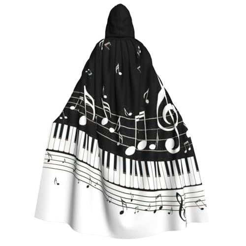PPHGUT Kapuzenumhang mit Klaviertasten und Musiknoten, Unisex, Halloween-Kostüm, Karneval, Mottopartys, Cosplay von PPHGUT