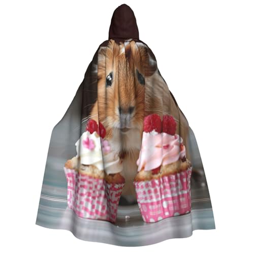PPHGUT Kapuzenumhang mit Meerschweinchen und Cupcakes, Unisex, Halloween-Kostüm, Karneval, Mottopartys, Cosplay von PPHGUT