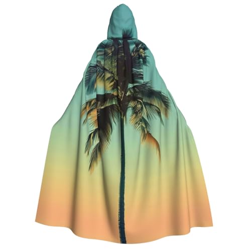 PPHGUT Kapuzenumhang mit Palmen-Druck, Unisex, Halloween-Kostüm, Karneval, Mottopartys, Cosplay von PPHGUT