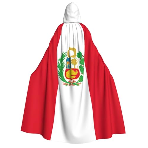 PPHGUT Kapuzenumhang mit Peru-Flagge, Unisex, Halloween-Kostüm, Karneval, Mottopartys, Cosplay von PPHGUT
