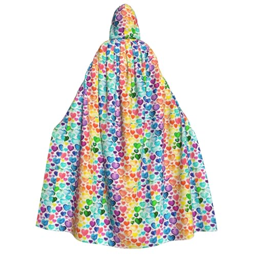 PPHGUT Kapuzenumhang mit Regenbogen-Herzen, Unisex, Halloween-Kostüm, Karneval, Mottopartys, Cosplay PPHGUT Kapuzenumhang mit Regenbogen-Herzen, Unisex, Halloween-Kostüm, Karneval, Mottopartys, Cosplay von PPHGUT