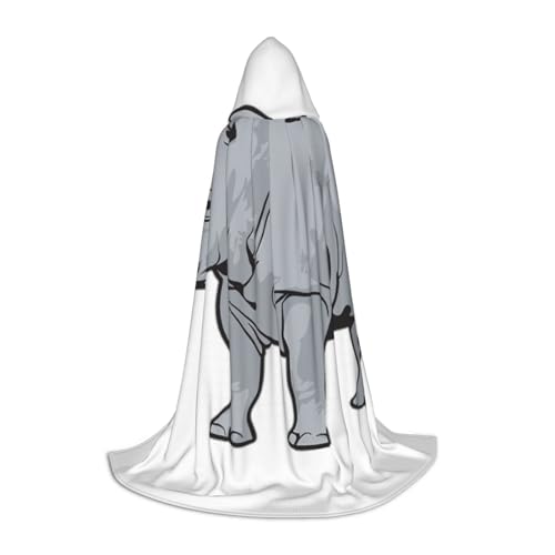 PPHGUT Kapuzenumhang mit Tier-Nashorn-Druck, für Halloween, Karneval, Cosplay, Teenager, Kinder, Erwachsene, Zauberer-Themen von PPHGUT