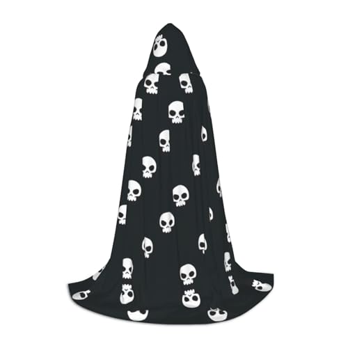 PPHGUT Kapuzenumhang mit Totenkopf-Aufdruck, Halloween, Karneval, Cosplay, Teenager, Kinder, Erwachsene, Zauberer-Themen von PPHGUT