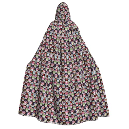 PPHGUT Kapuzenumhang mit Totenkopf-Motiv, Unisex, Halloween-Kostüm, Karneval, Mottopartys, Cosplay von PPHGUT