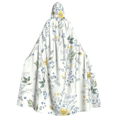 PPHGUT Kapuzenumhang mit blauem Blumenmuster, Rosen, Unisex, Halloween-Kostüm, Karneval, Mottopartys, Cosplay von PPHGUT