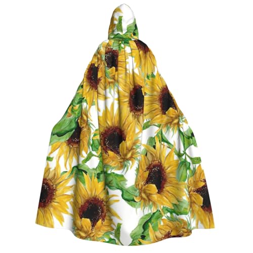 PPHGUT Kapuzenumhang mit gelbem Sonnenblumen-Aufdruck, Unisex, Halloween-Kostüm, Karneval, Mottopartys, Cosplay von PPHGUT
