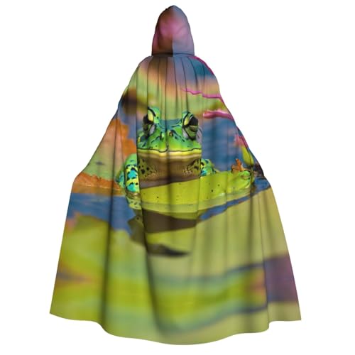 PPHGUT Kapuzenumhang mit niedlichem Frosch-Aufdruck, Unisex, Halloween-Kostüm, Karneval, Mottopartys, Cosplay von PPHGUT