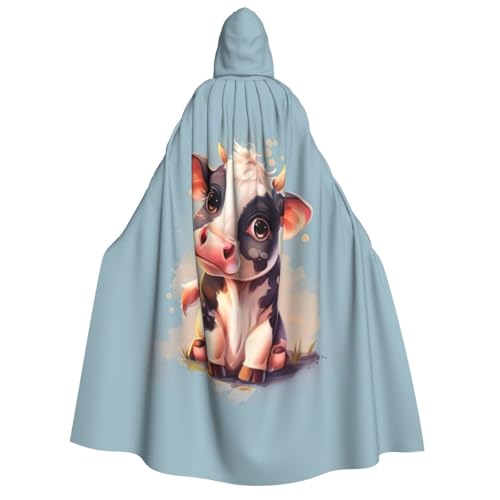 PPHGUT Kapuzenumhang mit niedlichem Kuh-Druck, Unisex, Halloween-Kostüm, Karneval, Mottopartys, Cosplay von PPHGUT