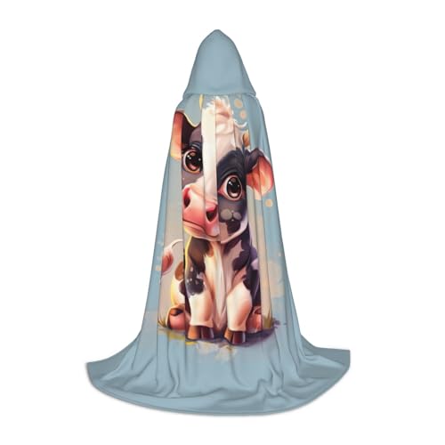 PPHGUT Kapuzenumhang mit niedlichem Kuh-Druck, für Halloween, Karneval, Cosplay, Teenager, Kinder, Erwachsene, Zauberer-Themen von PPHGUT