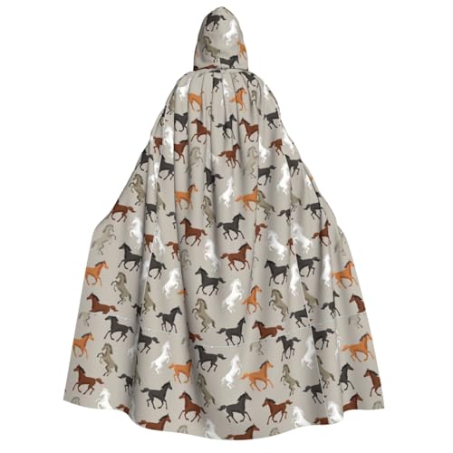 PPHGUT Kapuzenumhang mit niedlichem Pferdeaufdruck, Unisex, Halloween-Kostüm, Karneval, Mottopartys, Cosplay von PPHGUT