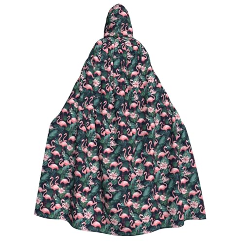 PPHGUT Kapuzenumhang mit pinkem Flamingo-Druck, Unisex, Halloween-Kostüm, Karneval, Mottopartys, Cosplay von PPHGUT