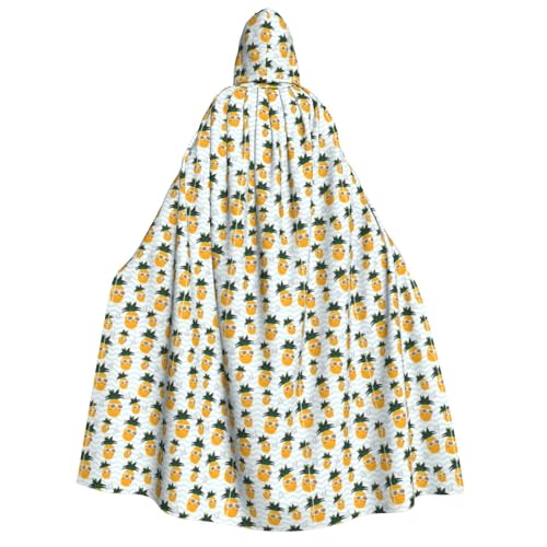 PPHGUT Kapuzenumhang mit süßem Ananas-Druck, Unisex, Halloween-Kostüm, Karneval, Mottopartys, Cosplay von PPHGUT