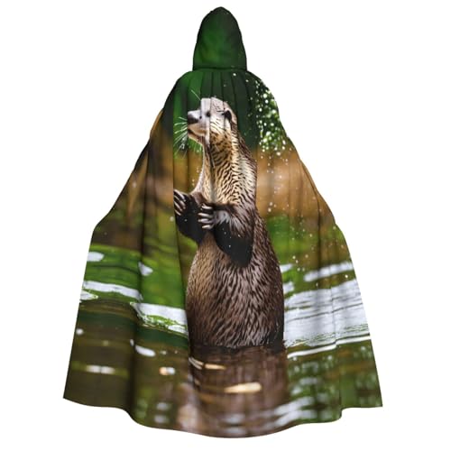 PPHGUT Kapuzenumhang mit süßem braunem Ottermotiv, Unisex, Halloween-Kostüm, Karneval, Mottopartys, Cosplay von PPHGUT