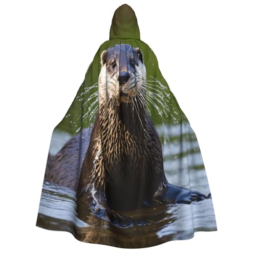 PPHGUT Kapuzenumhang mit süßem braunem Ottermotiv, Unisex, Halloween-Kostüm, Karneval, Mottopartys, Cosplay von PPHGUT