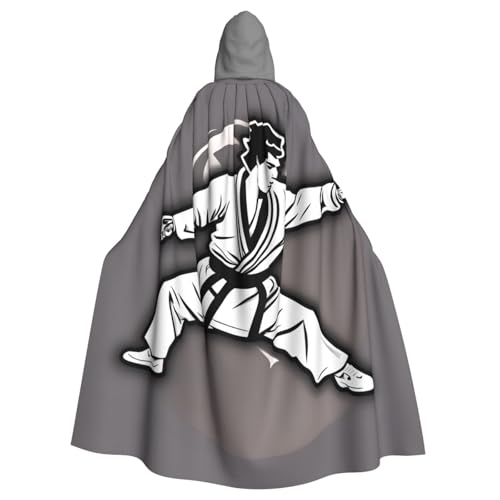 PPHGUT Karate-Highkick-Icon-Druck, Unisex, volle Länge, mit Kapuze, Halloween-Umhang, für Cosplay, Mittelalter und Festivals, passend von PPHGUT