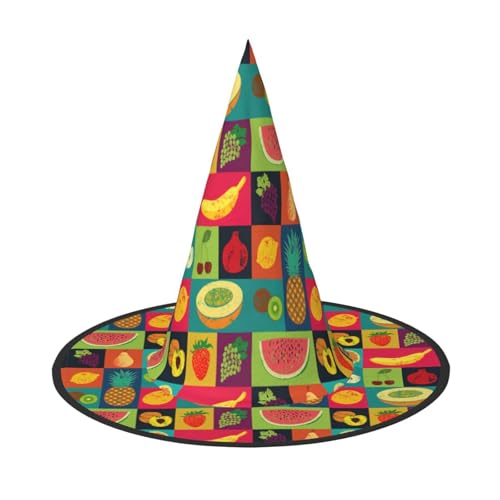 PPHGUT Kunststil, Obstdruck, Halloween, Hexenhut, breite Krempe, faltbare Kappe, Partys, Arnivals und Rollenspielveranstaltungen von PPHGUT