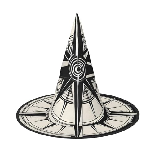 PPHGUT Law Of The Compass Navigation 1 Print Halloween Hexenhut Wide Brim Foldable Cap Parties Arnivals And Roleplaying Events von PPHGUT