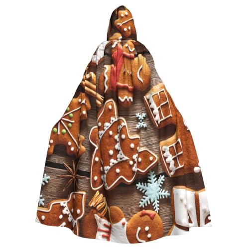 PPHGUT Lebkuchen-Keks-Druck, Unisex, volle Länge, mit Kapuze, Halloween-Umhang für Cosplay, Mittelalter und Festivals, passend von PPHGUT