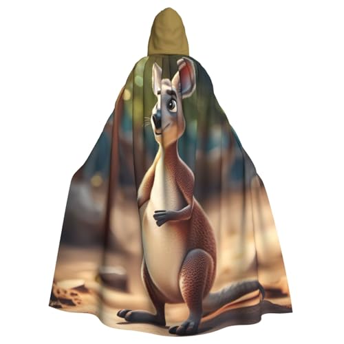 PPHGUT Lustiger Cartoon-Känguru-Zoo (2) Druck, Unisex, volle Länge, mit Kapuze, Halloween-Umhang, für Cosplay, Mittelalter und Festivals, passend von PPHGUT