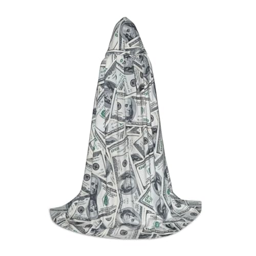 PPHGUT Lustiger Dollar-Geldaufdruck mit Kapuze, Umhang für Halloween, Karneval, Cosplay, Teenager, Kinder, Erwachsene, Zauberer-Themen von PPHGUT