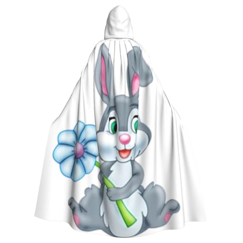 PPHGUT Lustiger Halloween-Umhang mit Osterhasen-Druck, Unisex, volle Länge, mit Kapuze, für Cosplay, Mittelalter und Festivals, passend von PPHGUT