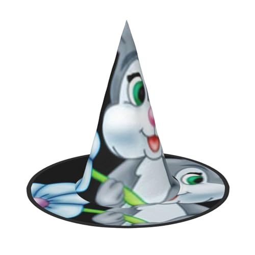 PPHGUT Lustiger Oster-Hasen-Druck, Halloween-Hexenhut, breite Krempe, faltbare Kappe, Partys, Arnivals und Rollenspielveranstaltungen von PPHGUT